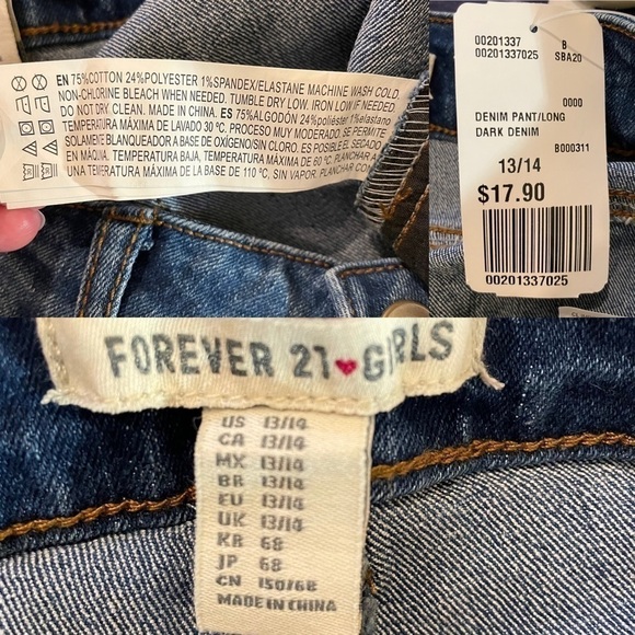 FOREVER‎ 21 Girl's Dark Denim Jeans 13/14 NWT - Picture 16 of 16